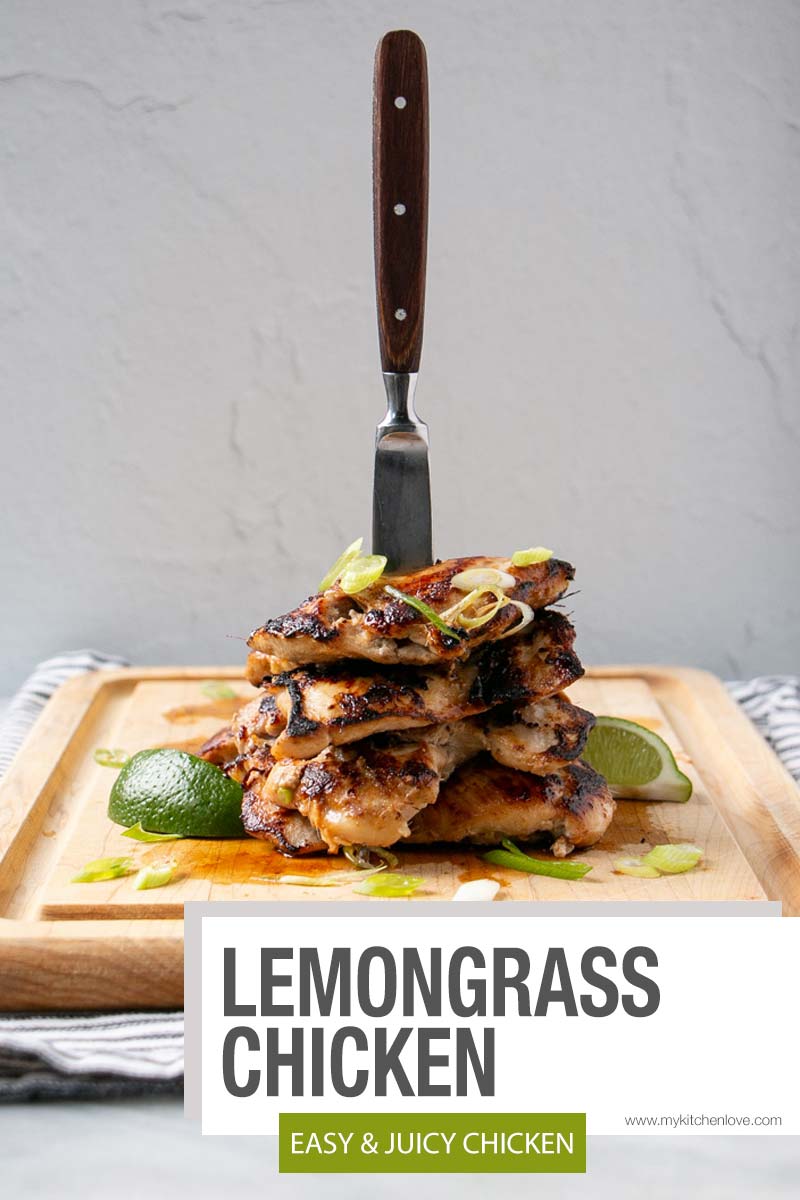 Lemongrass Chicken is a mouthwatering chicken thigh recipe that has the tastiest marinade and is quickly grilled or seared to perfection.  via @mykitchenlove